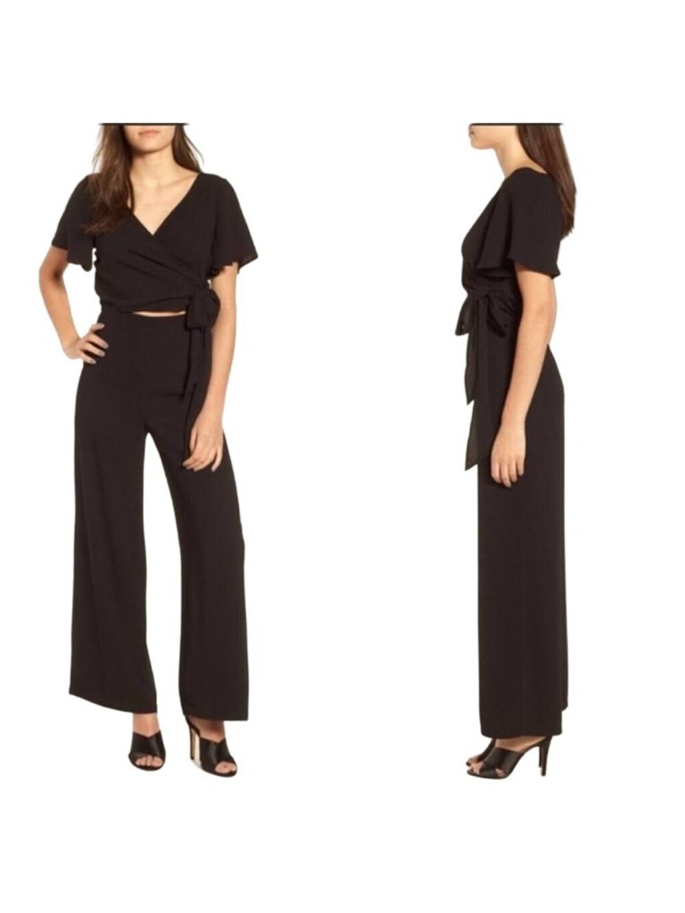 LEITH Black Cutout Short Sleeve Jumpsuit Size Medium NEW NWT